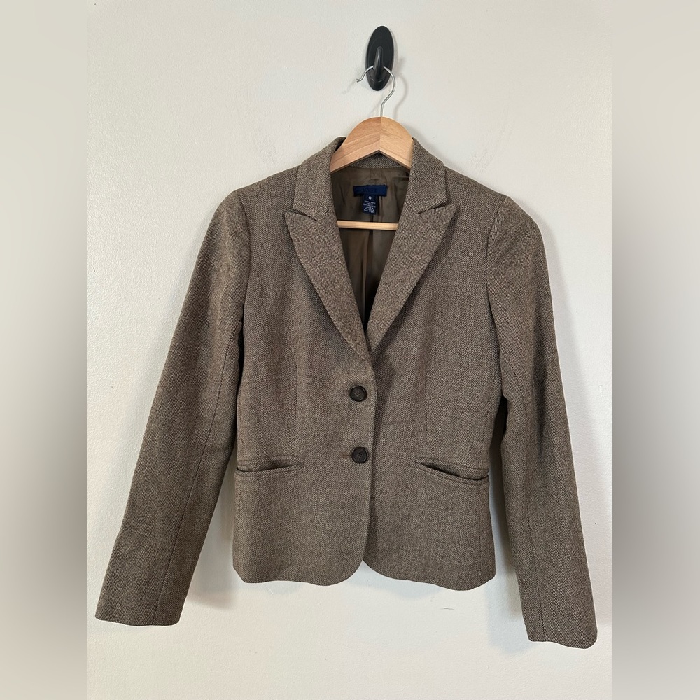 J. CREW Brown Wool Blazer size 0 in excellent condition